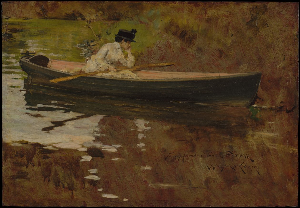 Alice Gerson in Prospect Park door William Merritt Chase