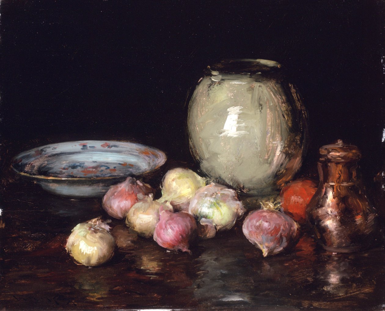 Alleen uien (Uien; Stilleven) door William Merritt Chase