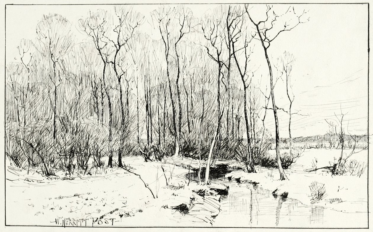 Zonder titel, winterlandschap door William Merritt Chase