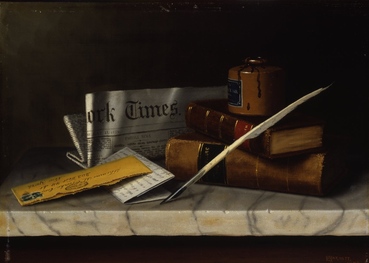 Stilleven met brief aan Mr. Clarke, 1879 door William Michael Harnett