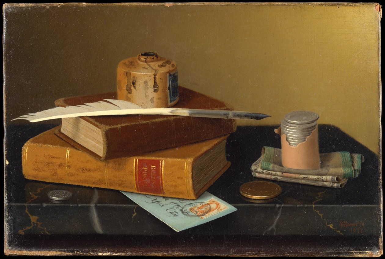 De tafel van de bankier door William Michael Harnett