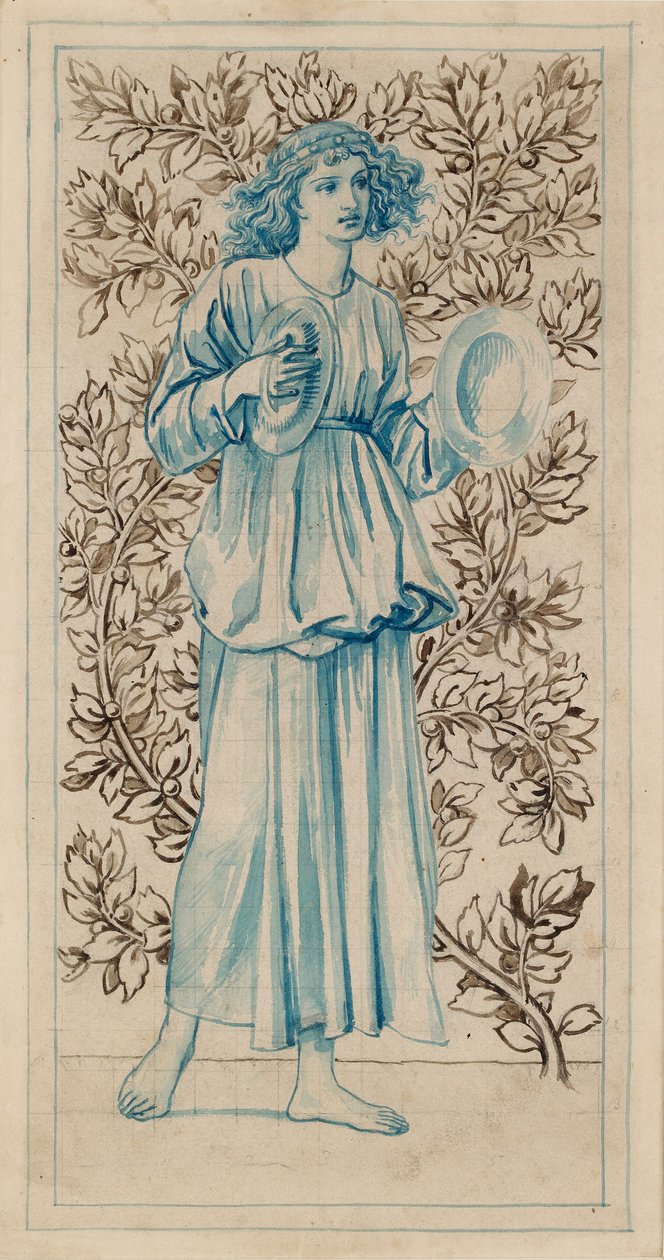 Een Vrouw die Cymbalen speelt, eind 19e eeuw door William Morris