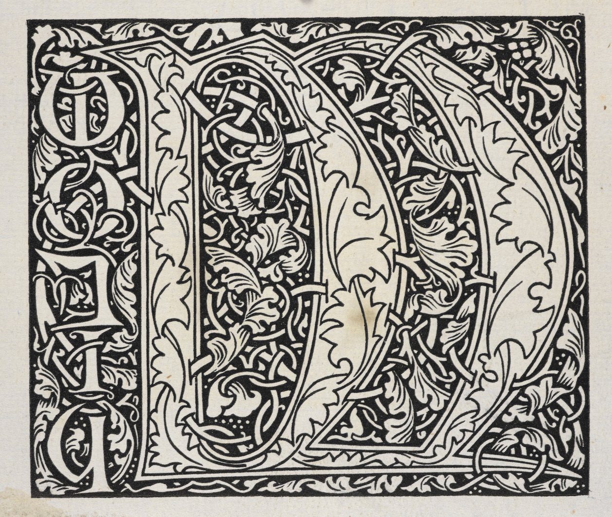 Initiaal, zwart-wit door William Morris