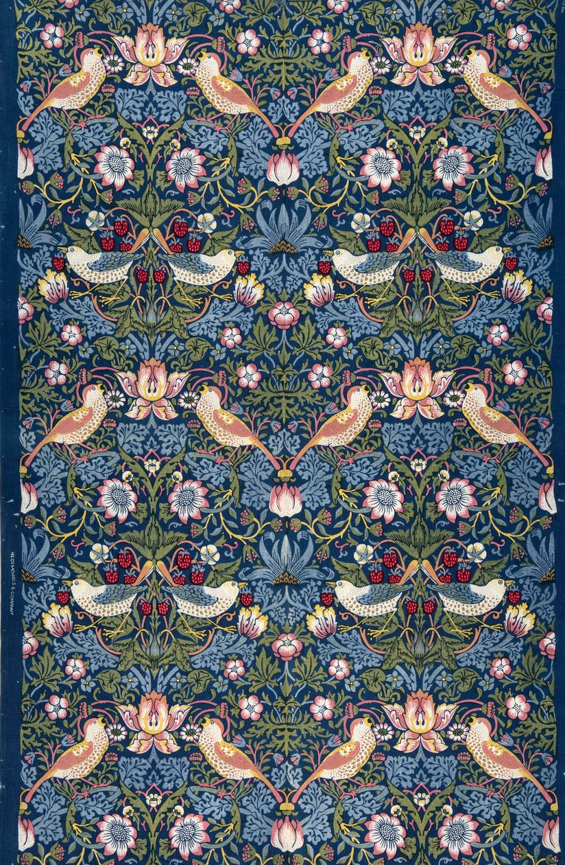 Aardbeienrover. Decoratieve stof, 1883 door William Morris