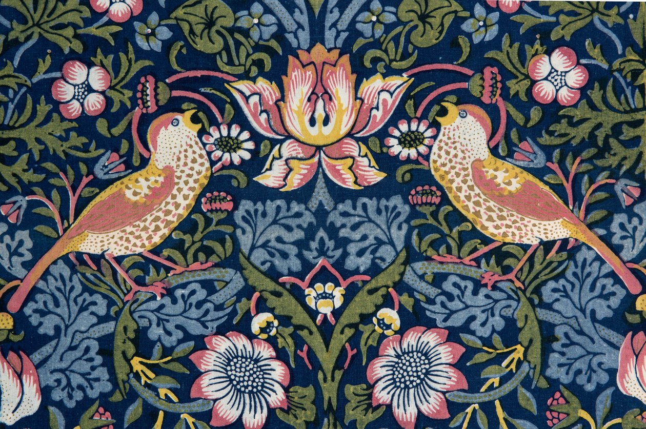 Aardbeienrover. Decoratieve stof, 1883 door William Morris
