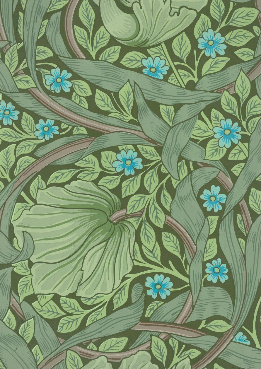 William Morris behangmonster met vergeet-mij-nietjes, ca. 1870 door William Morris