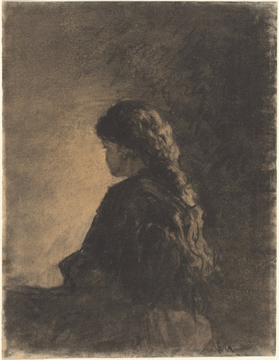 Zittend Meisje door William Morris Hunt
