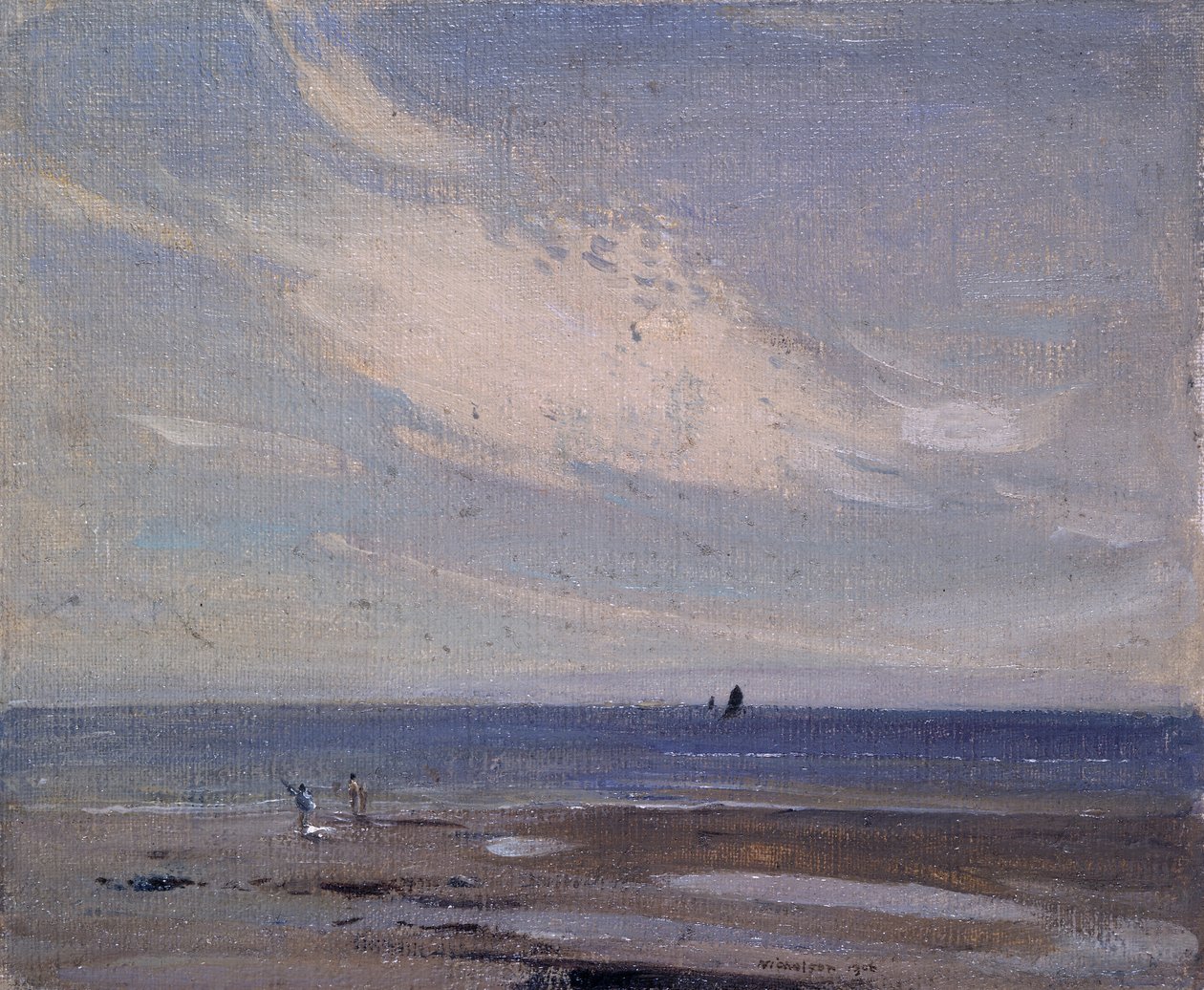 Kustgezicht (Olieverf op doek op board) door William Nicholson