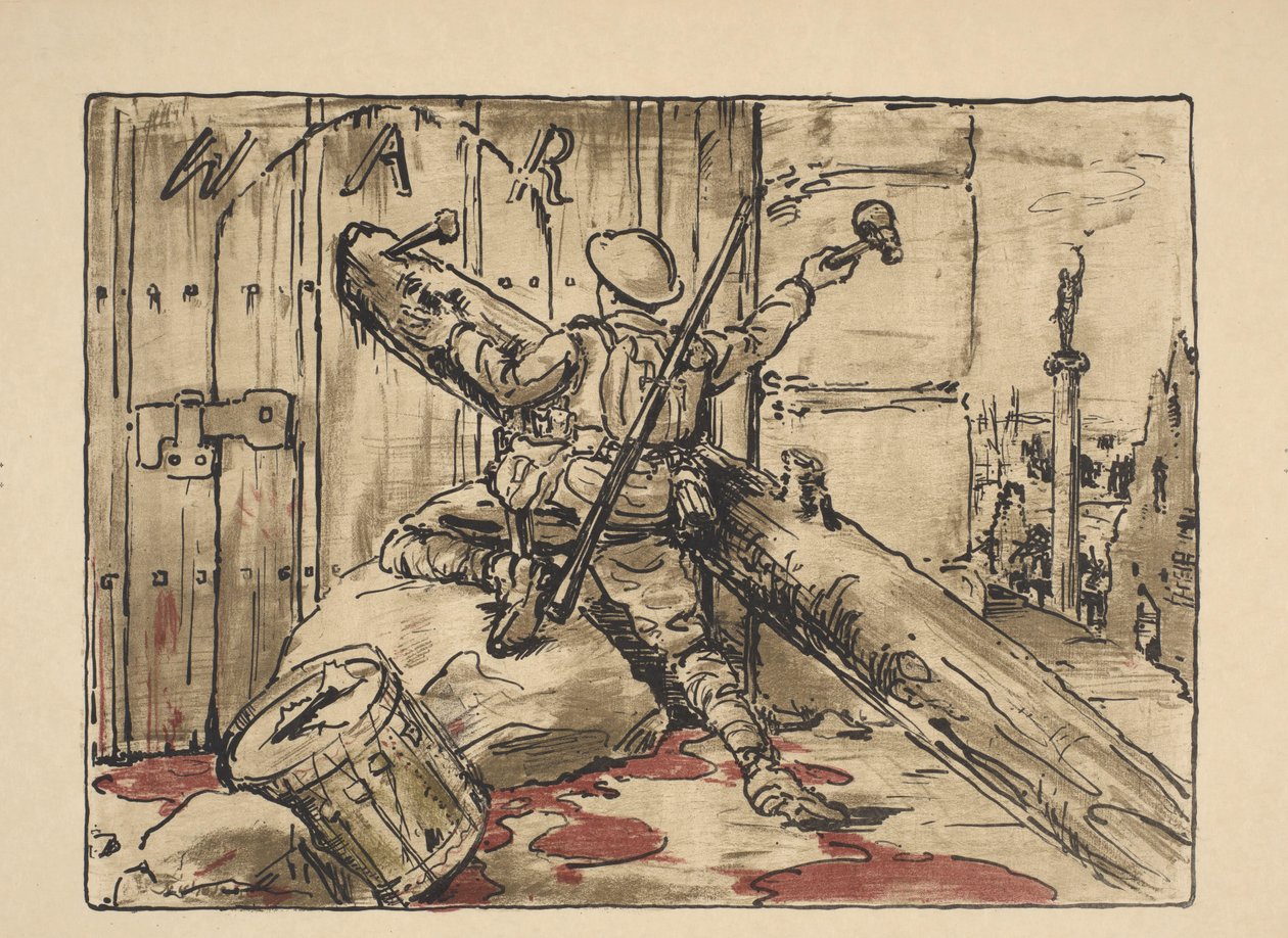 Soldaat blokkeert de deur van oorlogsvoering door William Nicholson