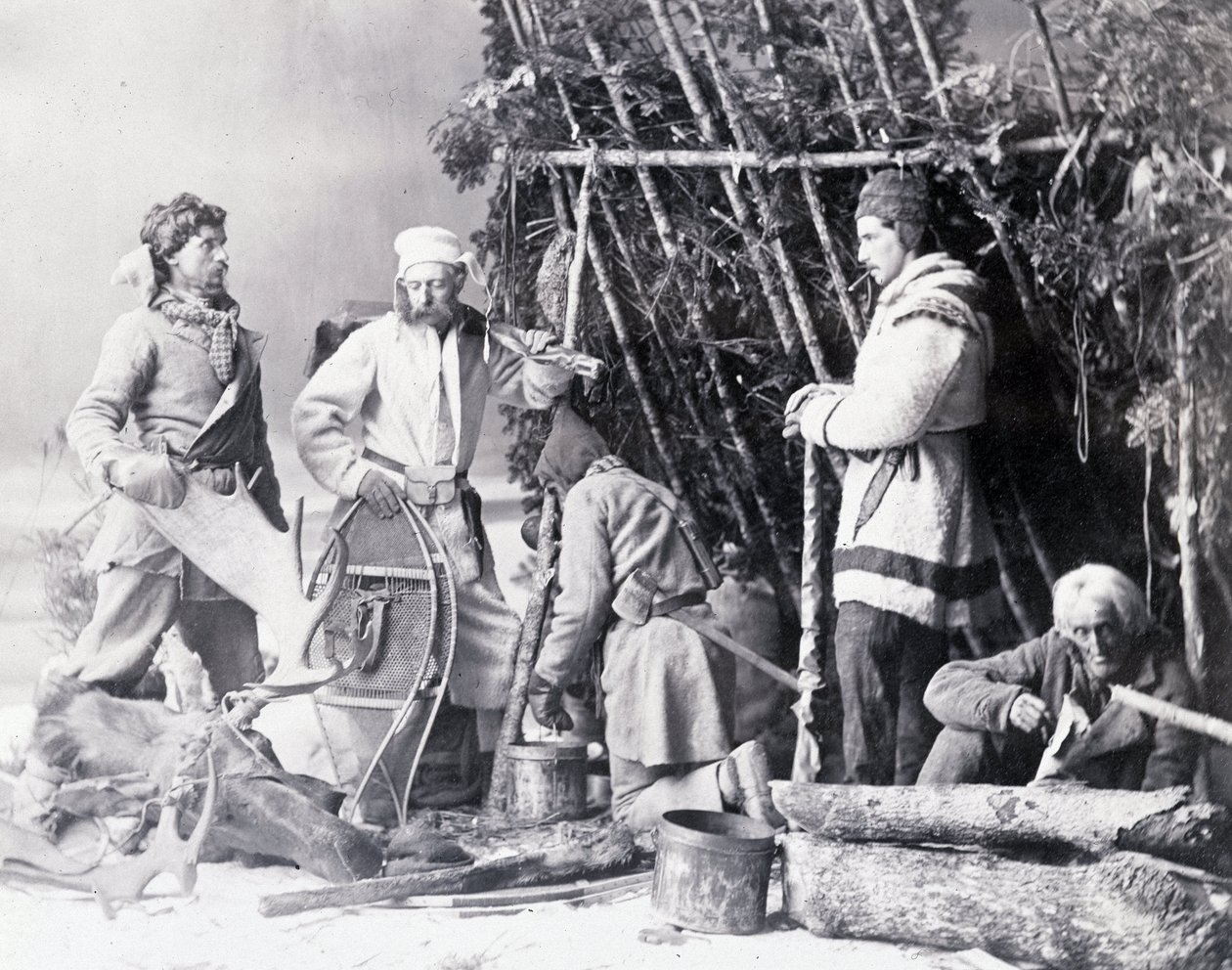 Het leven van de Trapper in Canada, foto door Nottman, circa 1890. door William Notman