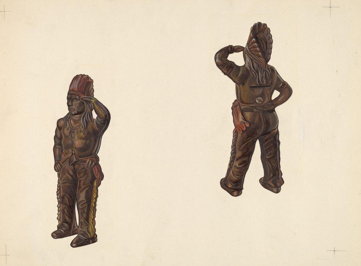 Indianenhoofd Spaarpot, ca. 1938 door William O. Fletcher