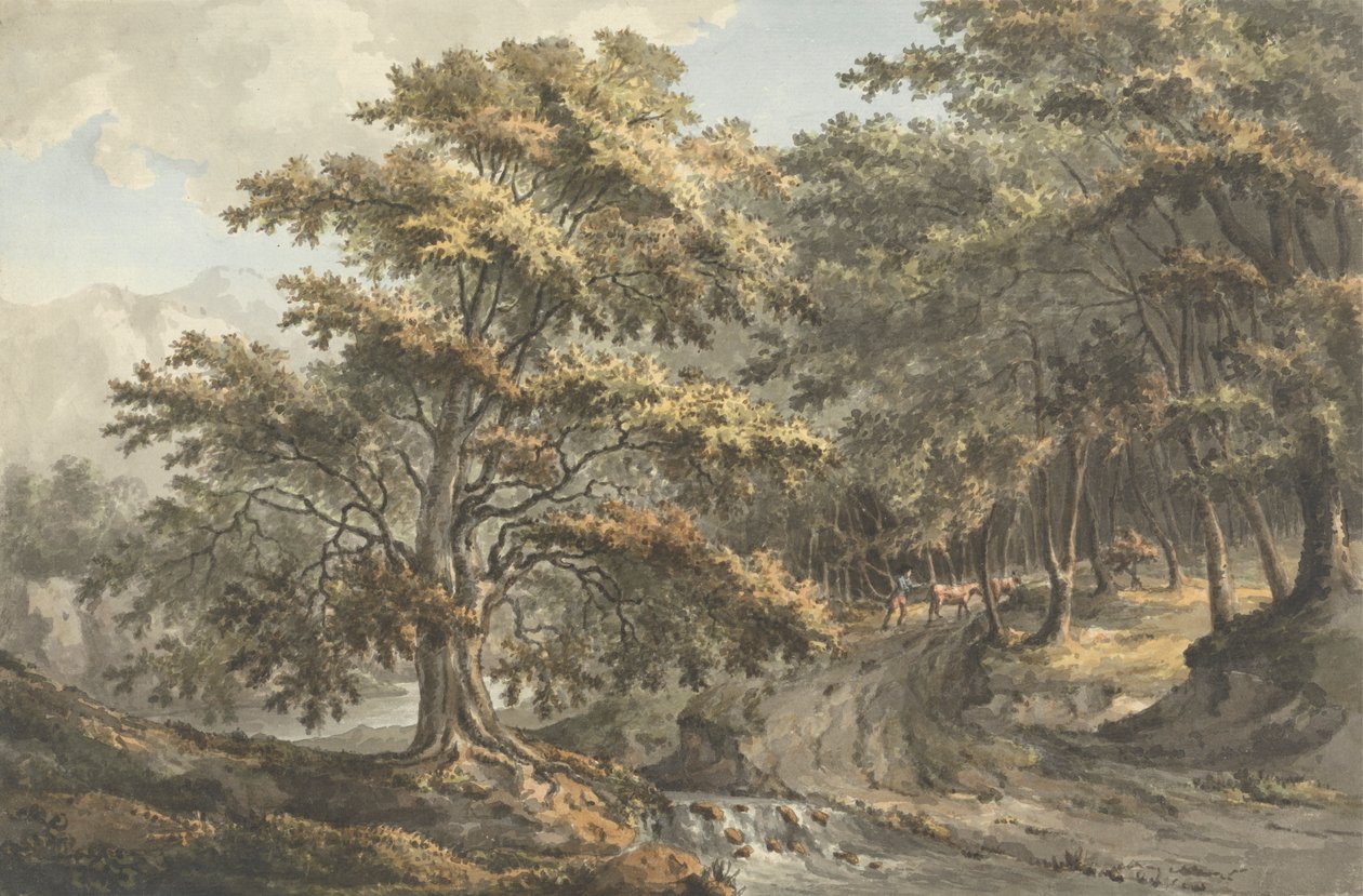Landschap met rivier en veedrijver op de achtergrond door William P. Sherlock