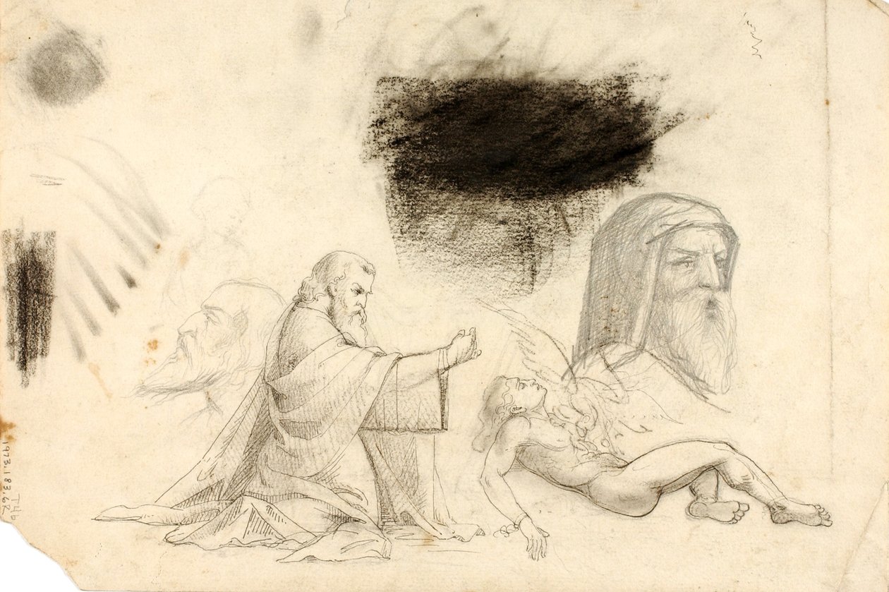 (Studies - Villa Borghese, 2 figuren, enz.) door William Page