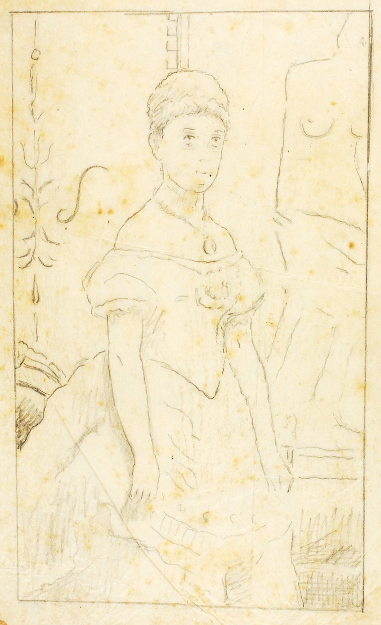 Dame in avondjurk met figuur van Venus de Milo door William Page