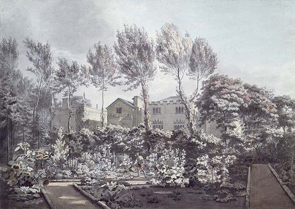 De tuin bij Strawberry Hill, c.1780 door William Pars