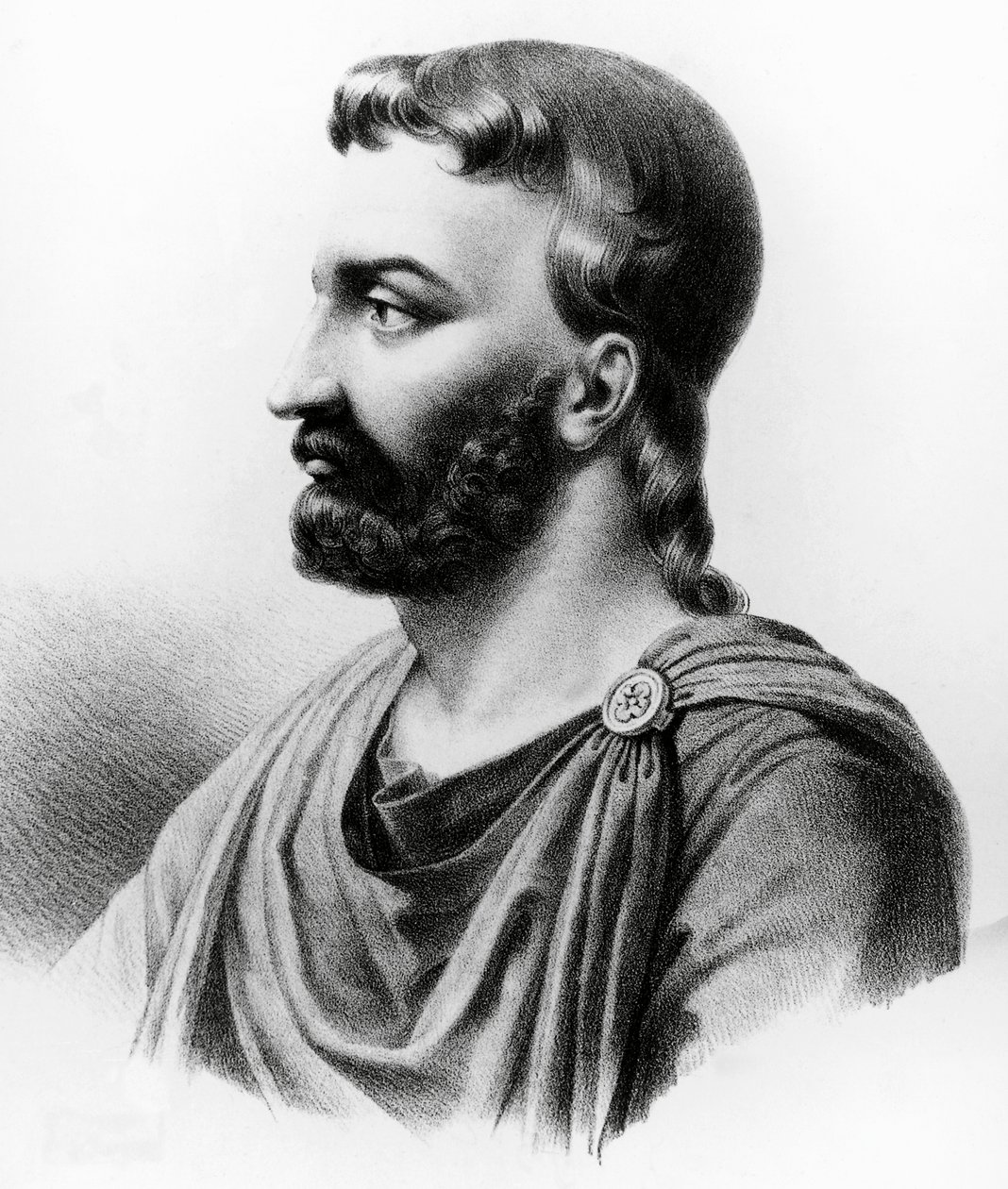 Portret van Aulus Cornelius Celsus (25 v.Chr.-50 n.Chr.), Latijnse schrijver, Romeinse encyclopedist en arts, gravure uit de 19e eeuw door Nicolas Toussaint Charlet