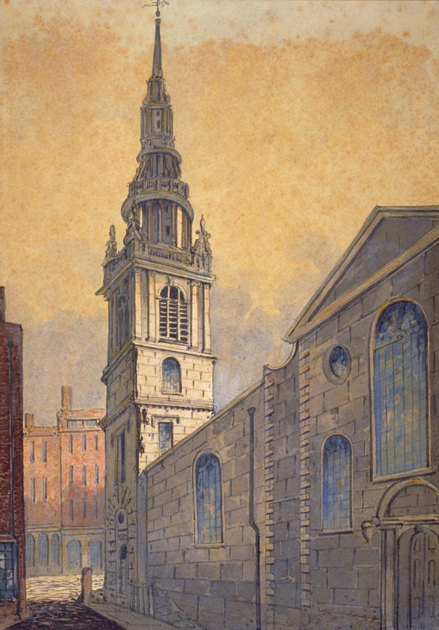 Kerk van St Mary le Bow vanuit Bow Churchyard, City of London door William Pearson
