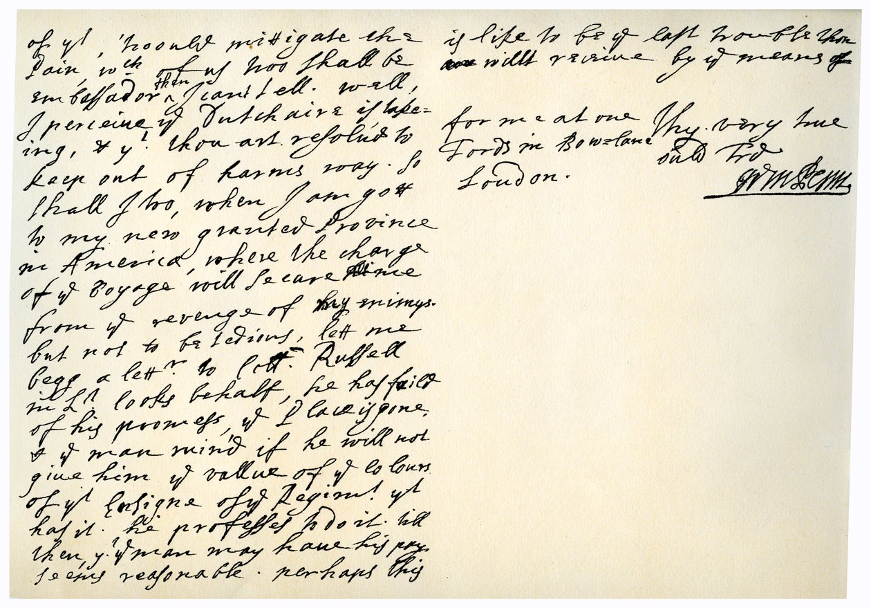 Brief van William Penn aan Kolonel Henry Sydney, 29 maart 1681 door William Penn