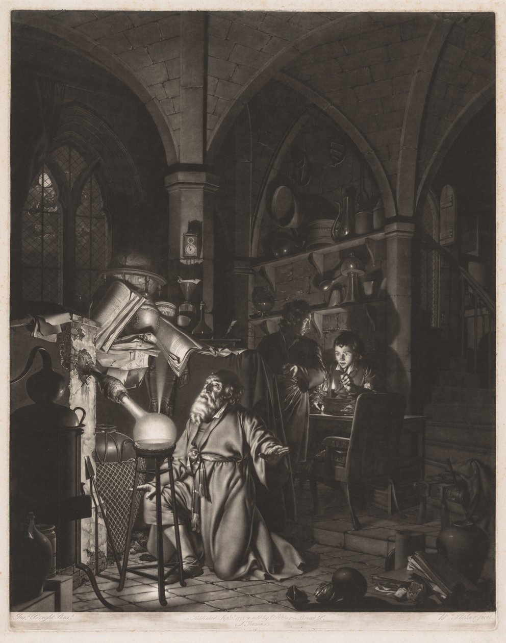 De alchemist, op zoek naar de steen der wijzen, ontdekt fosfor en bidt door William Pether