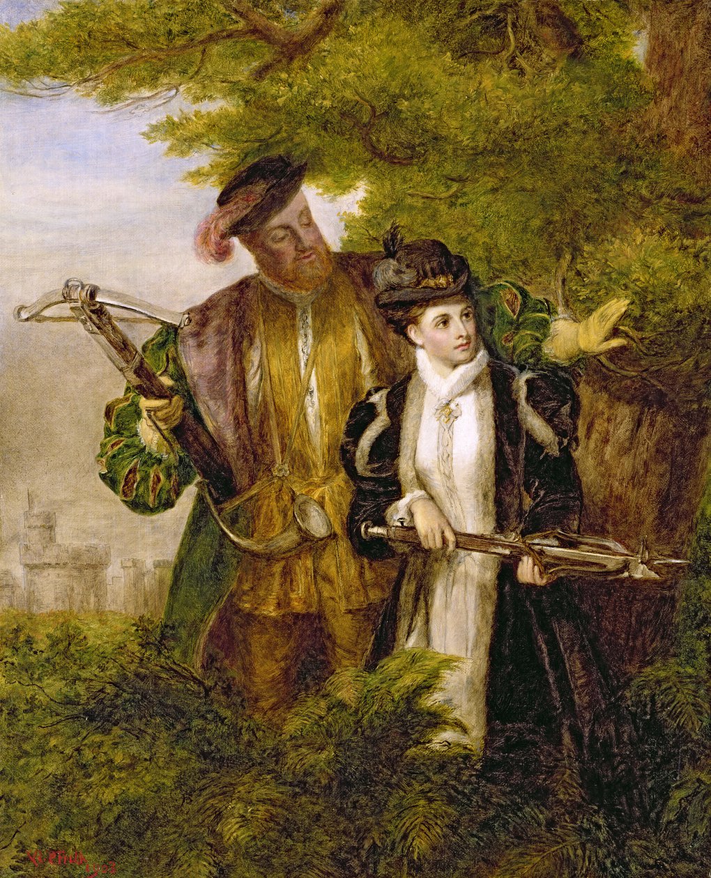 Koning Hendrik en Anne Boleyn op hertenjacht in Windsor Forest, 1903 door William Powell Frith