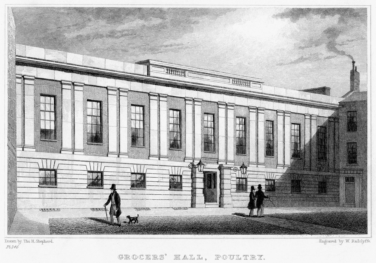 Grocers Hall, Poultry, City of London, 19e eeuw door William Radclyffe