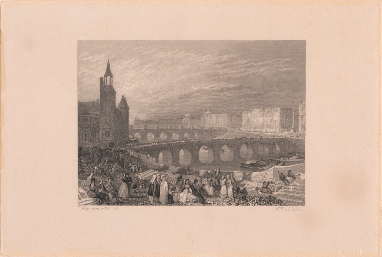 Bloemenmarkt en Pont-au-Change door William Radclyffe