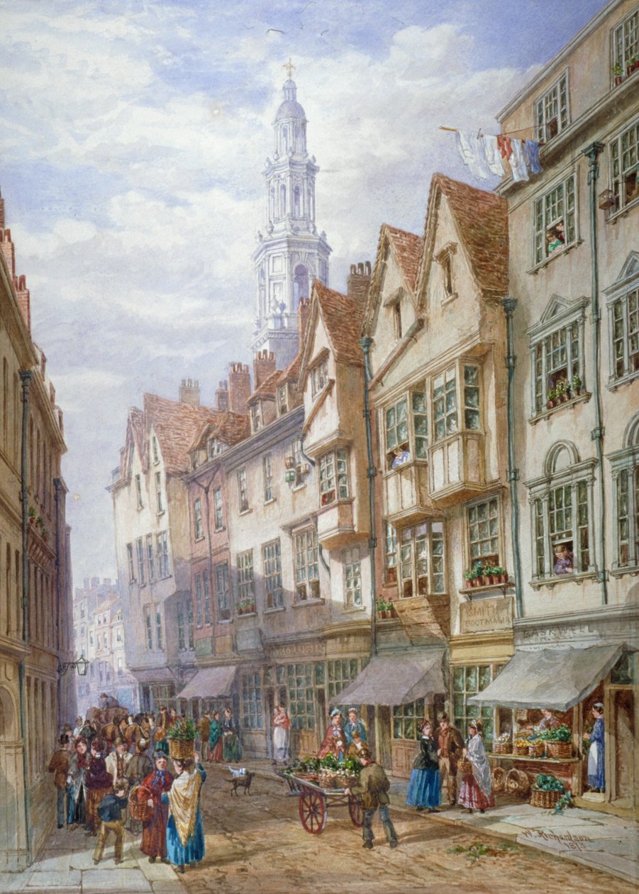 Oude huizen in Wych Street, Westminster, Londen, 1873 door William Richardson