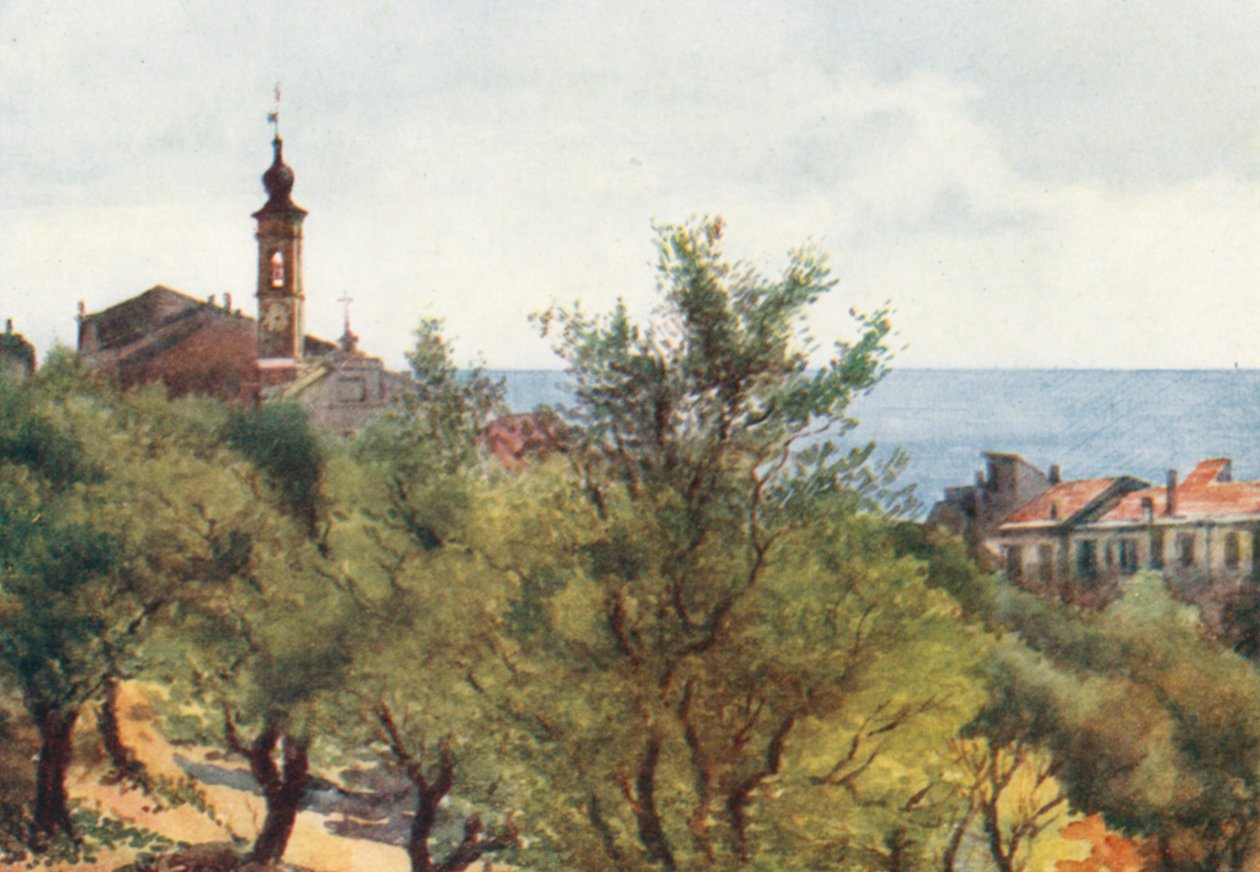 Ospedaletti (kleurenlitho) door William Scott