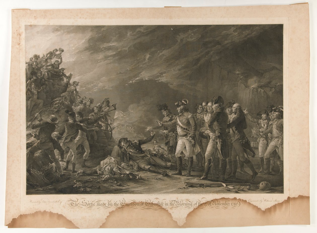 De uitval van het garnizoen van Gibraltar in de ochtend van 27 november 1781 door William Sharp