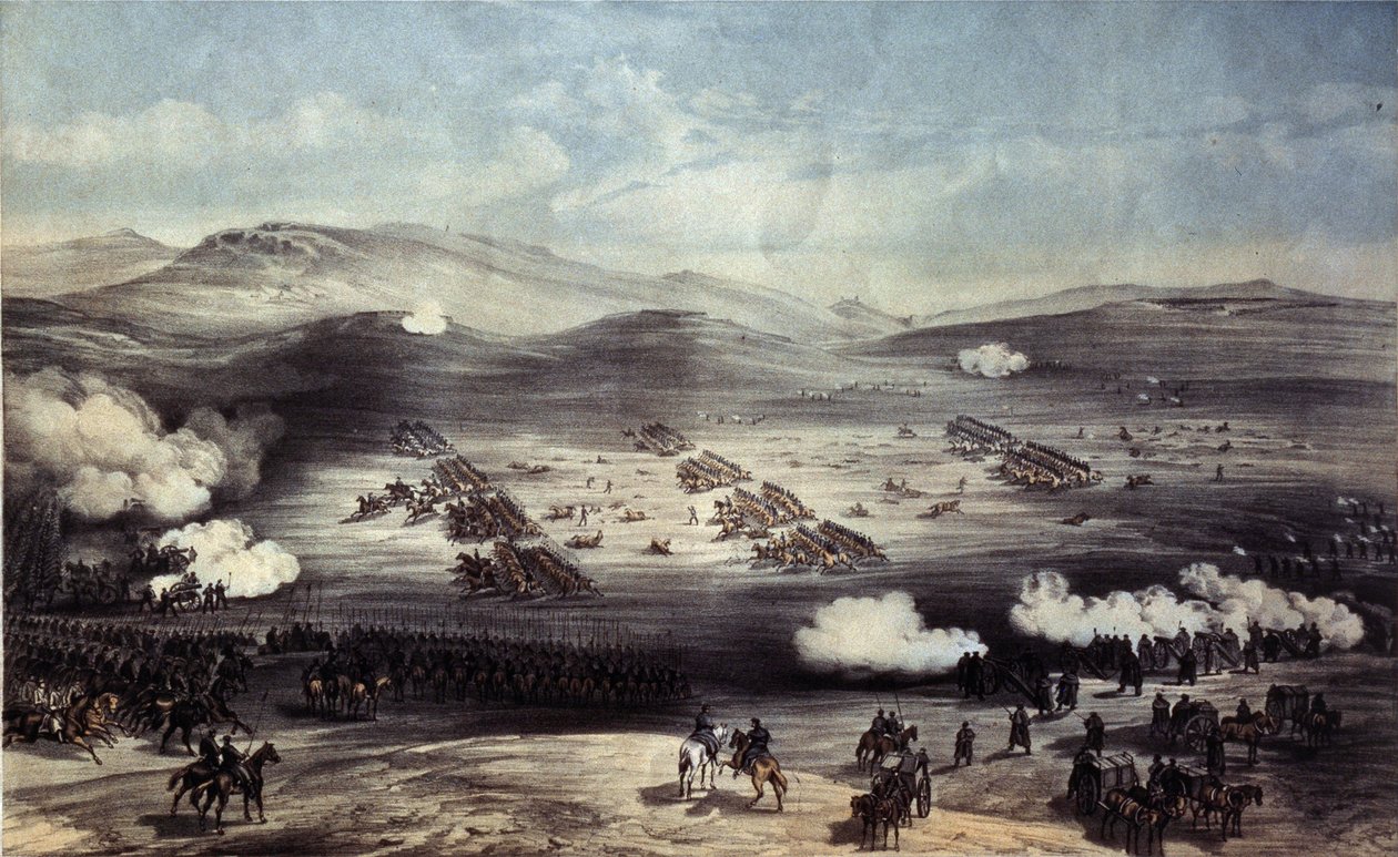 De Slag bij Balaclava op 25 oktober 1854. De Charge van de Lichte Brigade door William Crimea Simpson