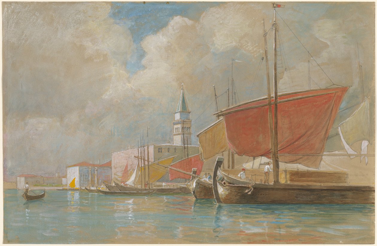Vervoer langs de Molo in Venetië door William Stanley Haseltine