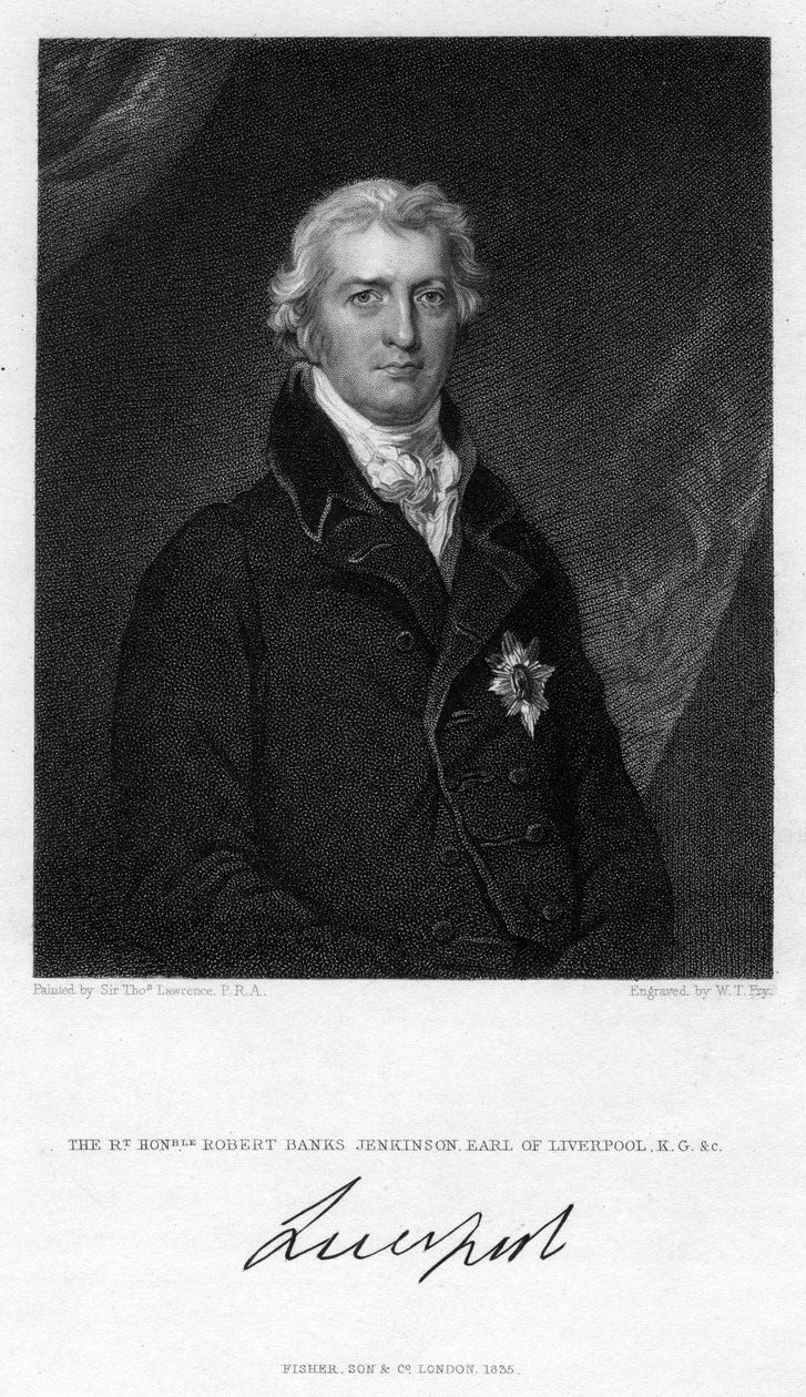 Robert Jenkinson, 2e graaf van Liverpool, Britse politicus en premier, 1835 door William Thomas Fry