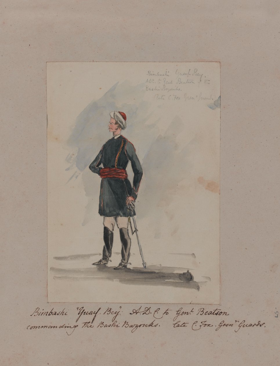 Bimbashi Yusuf Bey A.D.C. bij Genl. Beatson, commandant van de Bashi Bazouks. Late C. Fox. Grenr Guards door William Thomas Markham