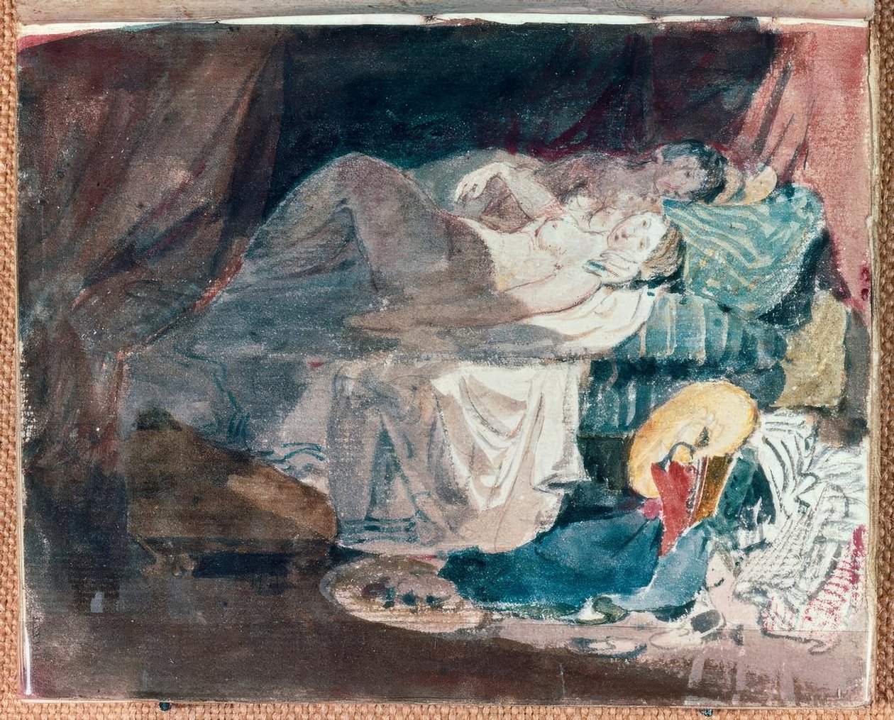 Naakt meisje en een metgezel op een bed door Joseph Mallord William Turner