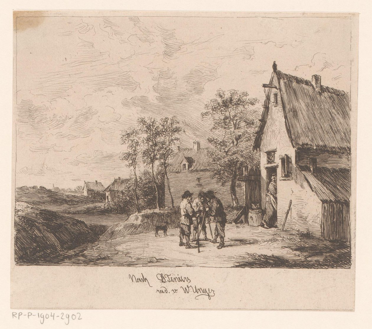 Drie mannen voor een herberg door William Unger