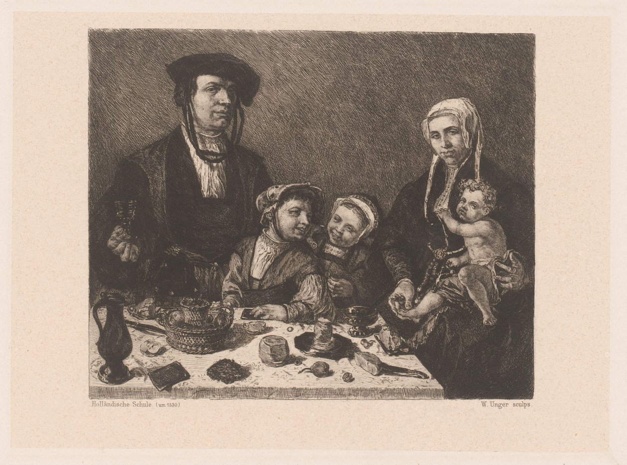 Portret van Pieter Jan Foppesz. en Alijdt van Beresteyn met hun kinderen door William Unger