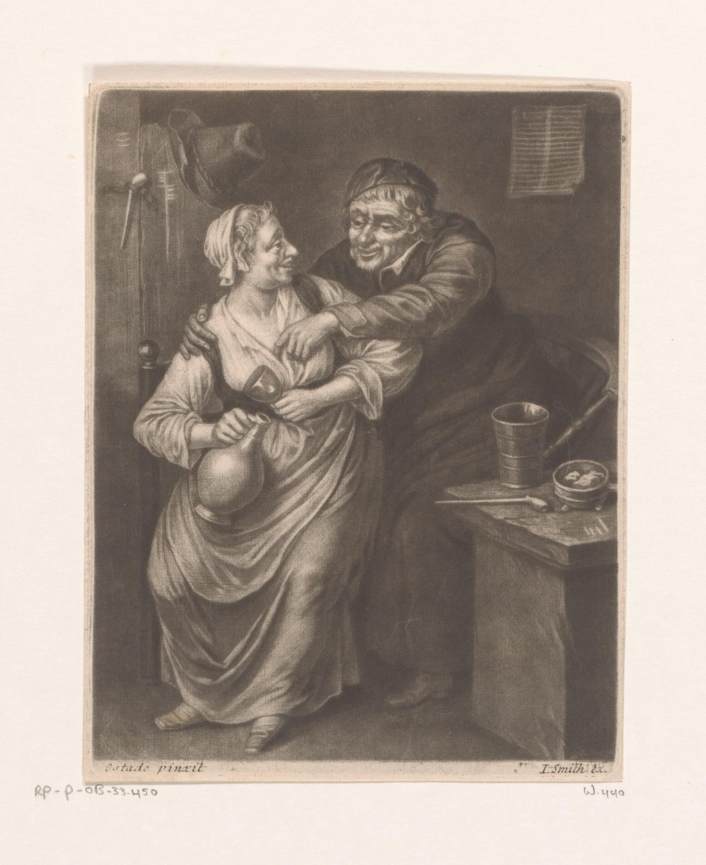 Herberginterieur met drinkende man en vrouw door William Vincent