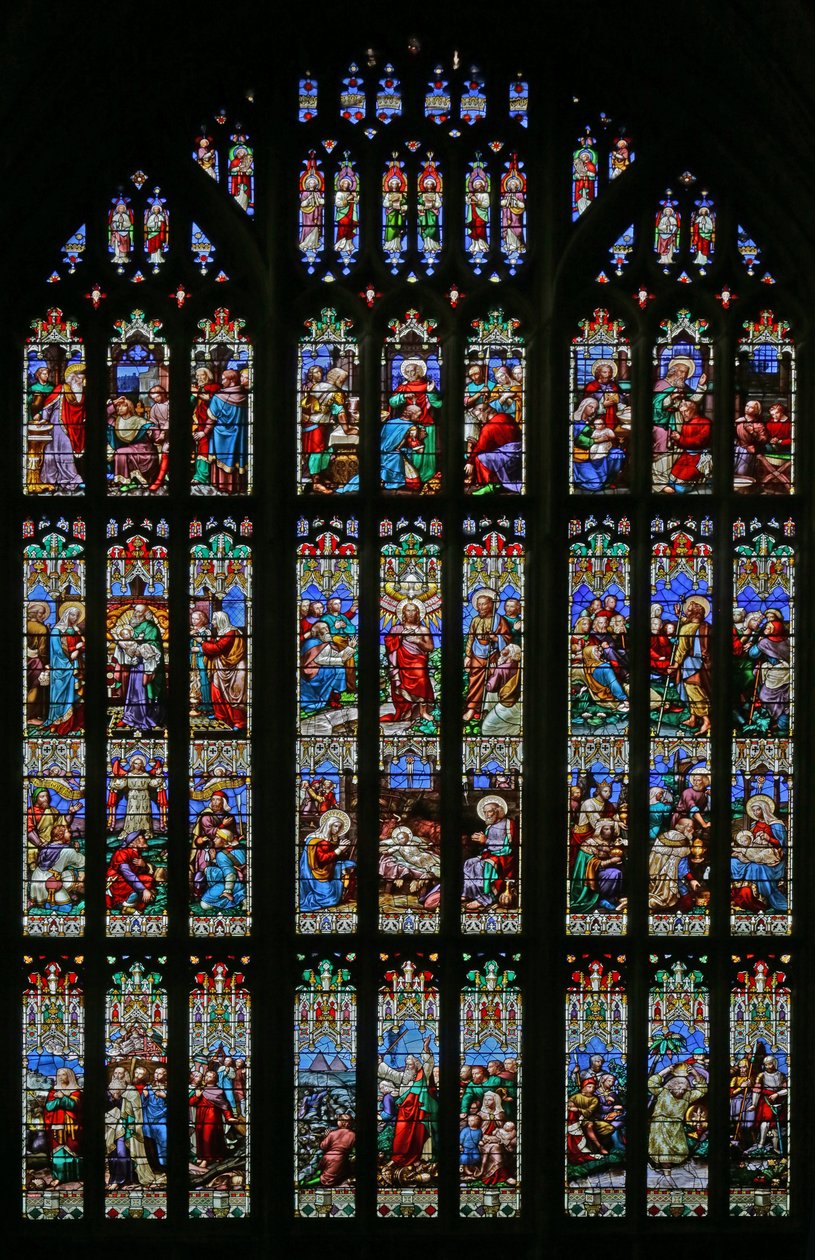 De Geboorte en het thema van de Doop, 1859 (glas-in-lood) door William Wailes