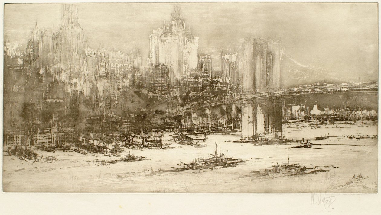 Brooklyn Bridge, New York (grote plaat) door William Walcot