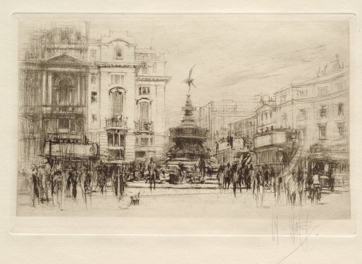 Piccadilly Circus, zicht in de richting van Lower Regent Street, met het Criterion Theatre erachter door William Walcot