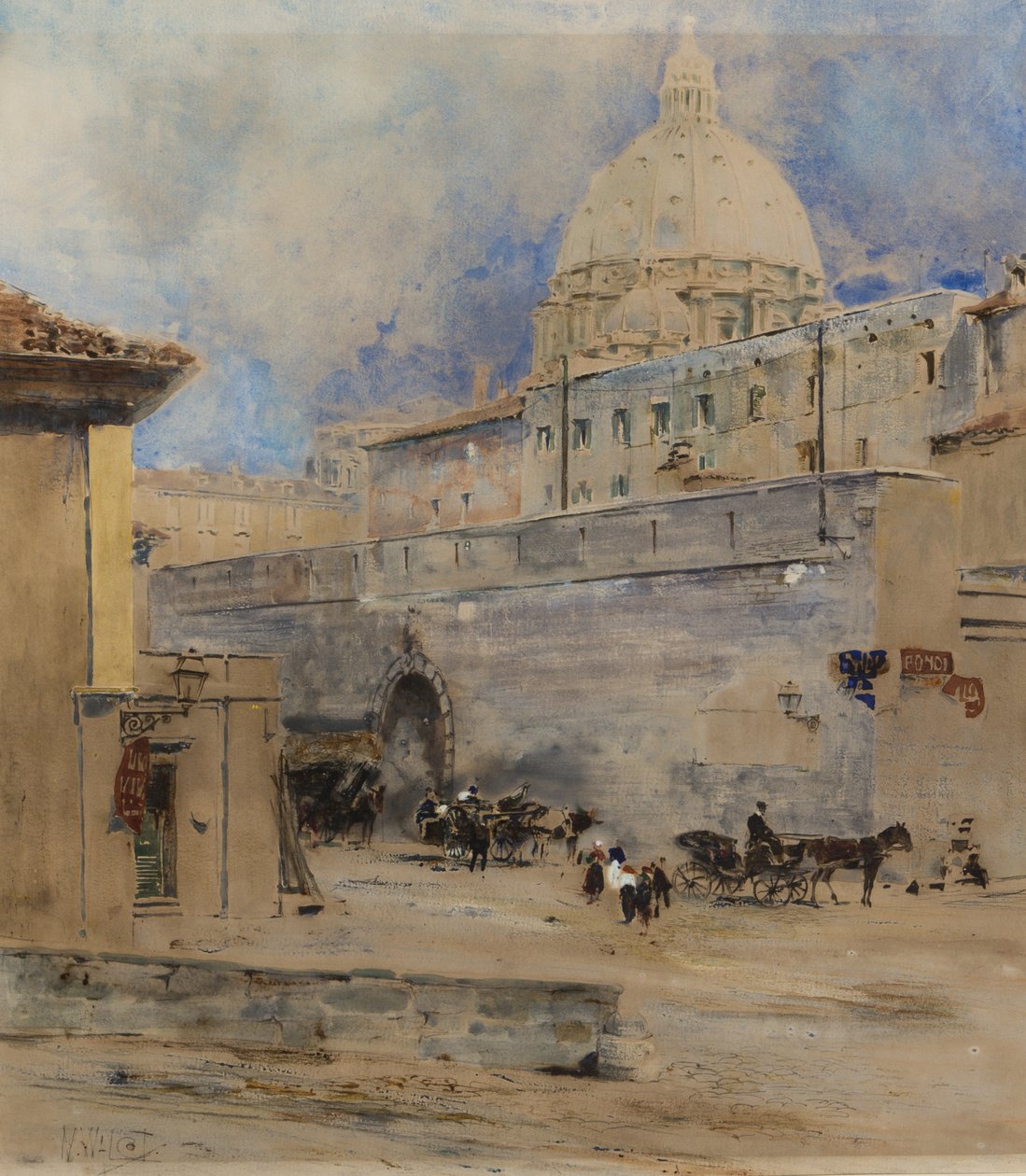 Het Vaticaan: het Heilig Officie en de Koepel van Sint-Pieter, Rome door William Walcot