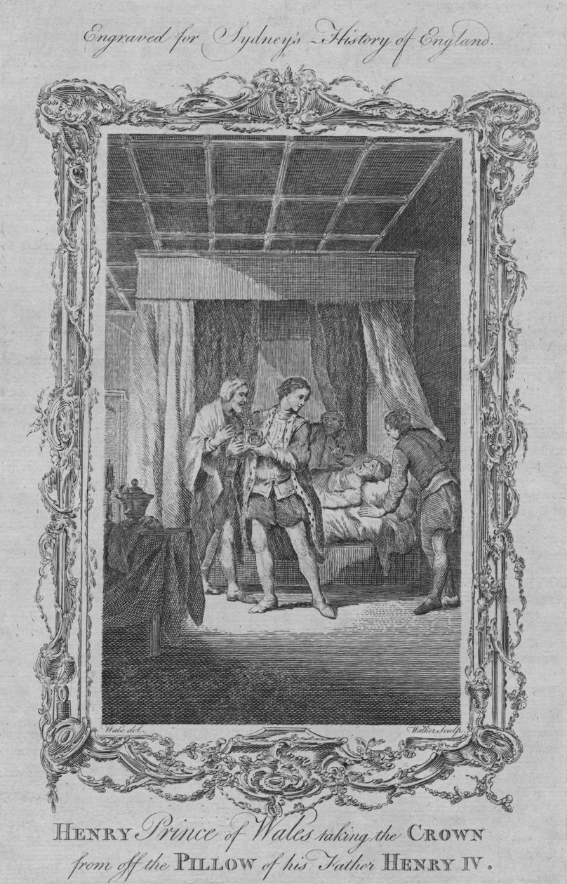 Henry Prins van Wales neemt de kroon van het kussen van zijn vader Henry IV, 1773 door William Walker