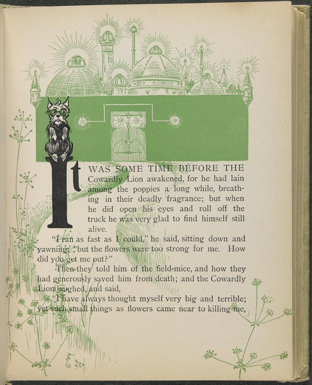 Illustratie uit "De wonderbaarlijke tovenaar van Oz" door Lyman Frank Baum door William Wallace Denslow