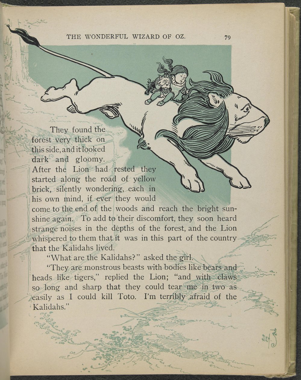Illustratie uit "De wonderbaarlijke tovenaar van Oz" door Lyman Frank Baum door William Wallace Denslow