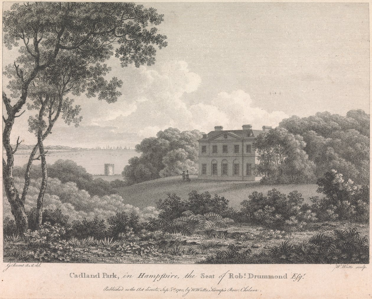 Cadland Park, in Hampshire, het landgoed van Robert Drummond, Esquire (uitgegeven door W. Watts); pagina 56 (Volume One) door William Watts