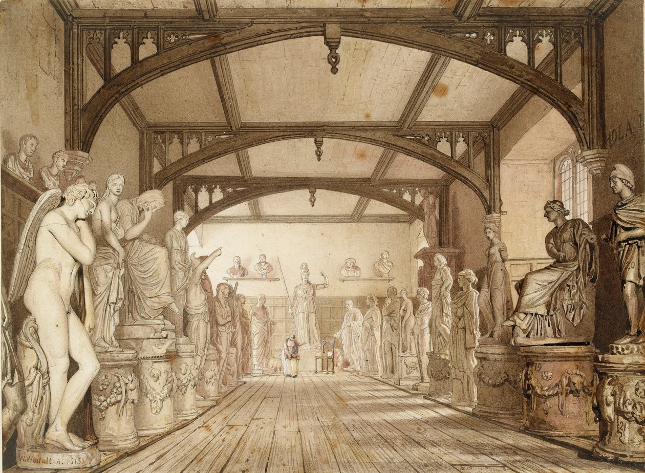 De beeldengalerij in de Examination Schools, Oxford, 1813 door William Westall