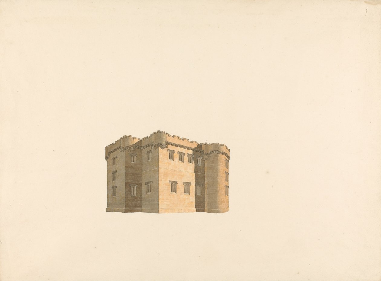 Cluny Castle, Aberdeenshire, Schotland: Perspectief door William Wilkins