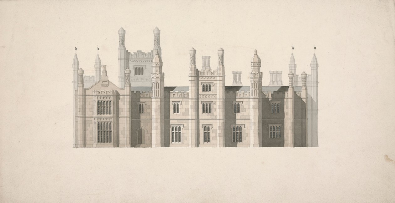 Verhoging van een Voorgesteld Ontwerp voor Cambridge Colleges door William Wilkins
