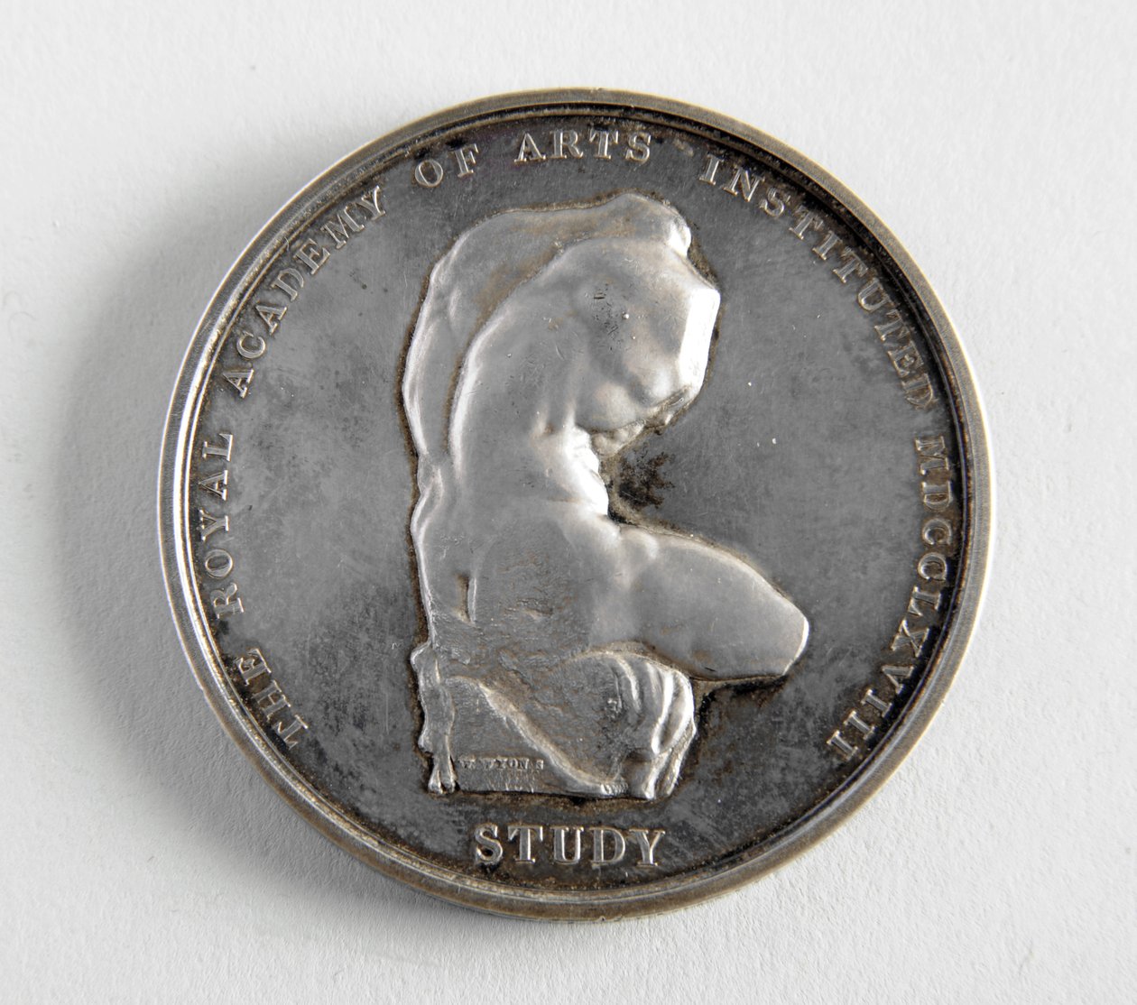 R.A. medaille toegekend aan George Frampton 10.12.1884 voor het beste model van een figuur door William Wyon