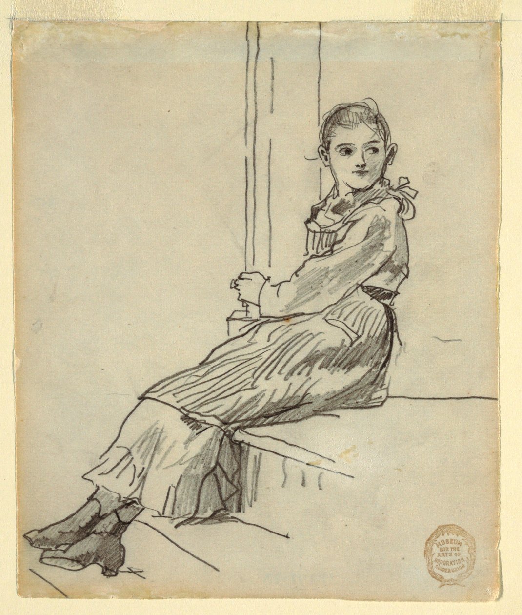 Meisje zittend op een veranda door Winslow Homer